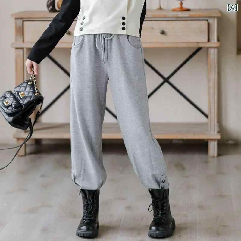 パンツ 女の子 キッズ ジュニア 春秋 ゆったり ルーズフィット カジュアル スポーツ スウェット カーゴパンツ 綿 柔らかな肌触り ロング丈 無地 ウエストゴム 親子コーデ