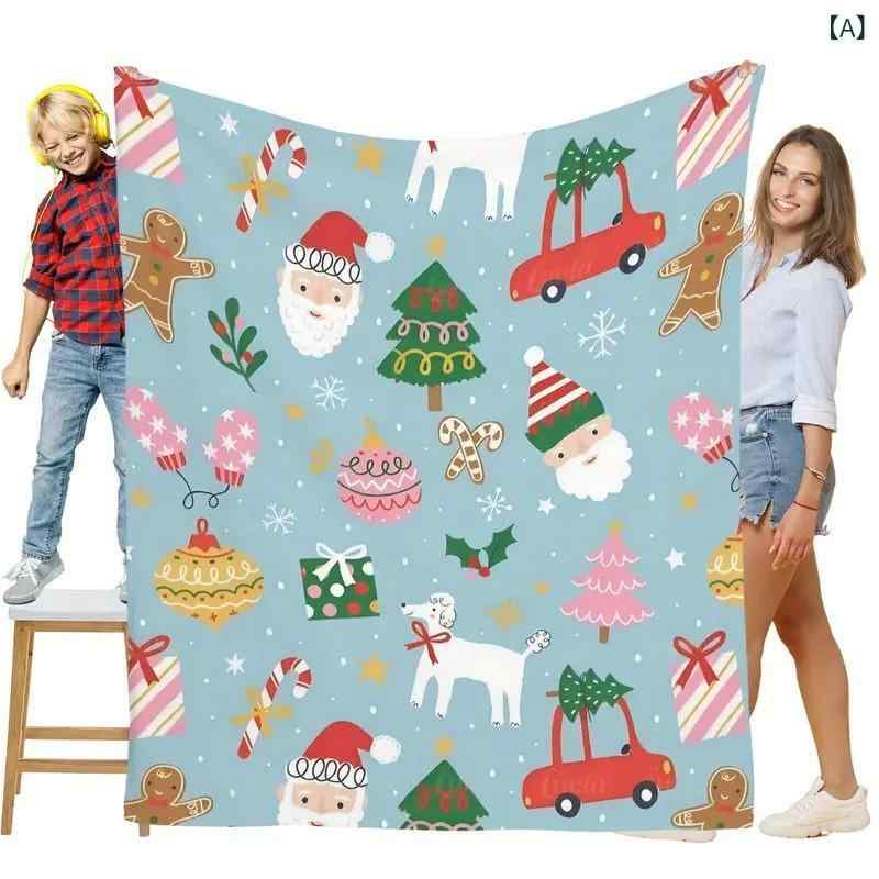 ブランケット クリスマス サンタ柄 プリント フランネル ポリエステル ふわふわ 優しい肌触り あたたかい 洗える ソファ ひざ掛け マルチカバー リビング 寝室 オフィス おしゃれ かわいい モダン シンプル オールシーズン