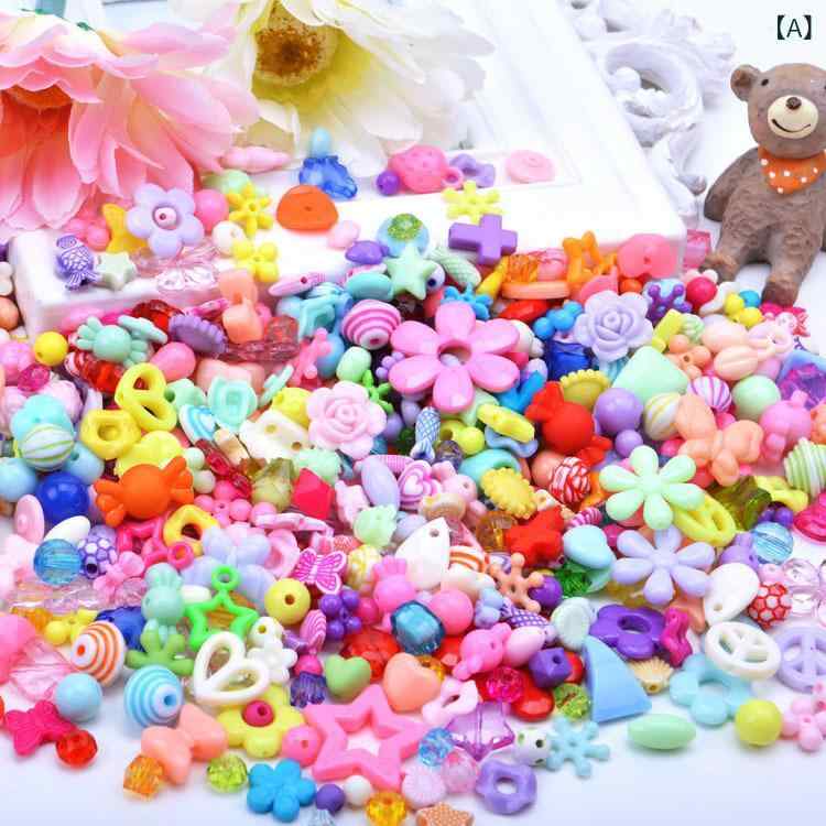 ビーズ 子供用 キッズ アクリル 丸型 手作り DIY ブレスレット 腕輪 ネックレス キーホルダー アクセサリー制作 クラフト バラビーズ 春色 ミックスカラー 複数色 アソート 大小 かわいい カラフル ポップ 素材 材料