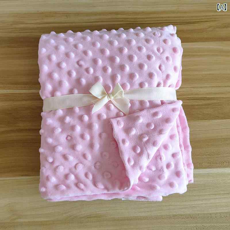 ブランケット ベビー 赤ちゃん 新生児 薄手 軽量 両面 ドット柄 ぽこぽこ ふわふわ 安眠 寝かしつけ おくるみ ベビーカー 毛布 オールシーズン