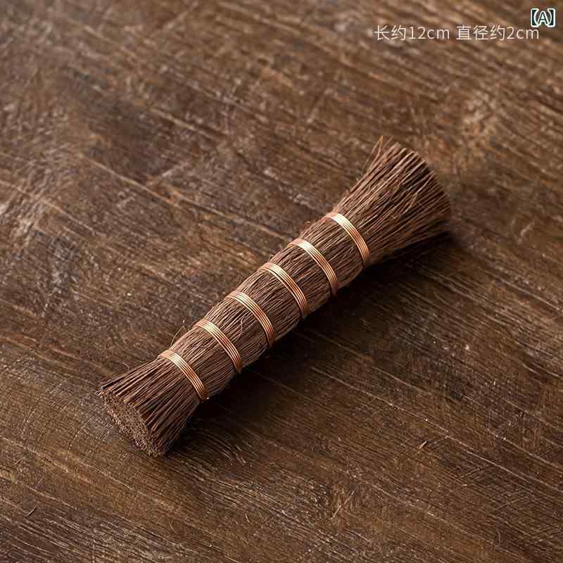 茶具 天然シュロ毛ブラシ ハンドメイド 銅巻 ペン型 筆タイプ 茶器 茶杯 清掃 お手入れ 水切り 茶卓用