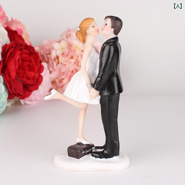 フィギュア ウェディング 新郎新婦 ドール ケーキトッパー 樹脂製 置物 ブライダル カップル オーナメント ロマンチック 披露宴 結婚祝い おしゃれ 欧風 ギフト