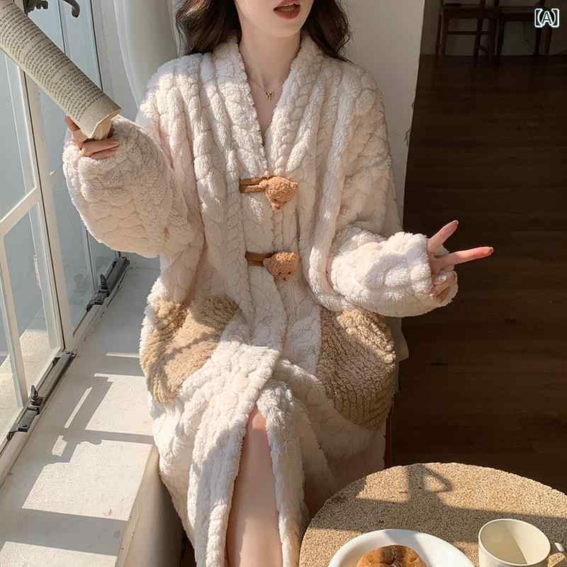 ルームウェア レディース 冬 厚手 裏起毛 フランネル生地 あったか 保温 ロング丈 ガウン パジャマ 部屋着 ナイトガウン 女性用 かわいい 快適 くつろぎ 睡眠時 ワンマイルウェア ポリエステル