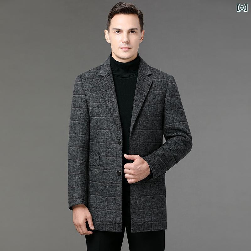 厚地の外套 成人男性用 ダブル人間の顔 羊毛 カシミール テーラード シングル乳ぶさ 透かし彫り柄 薄墨色系 朦々たる 生あたたかい 御前上等感 心地よい 商行為 デイリー ビッグ大きさ ゆったり 秋冬 アウター