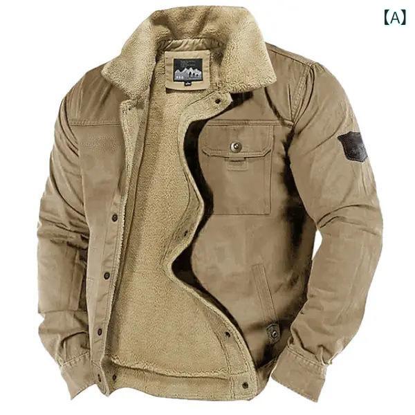 ジャケット メンズ 男性用 ゆったり オーバーサイズ シープボア 裏ボア 中綿 ポリエステル 厚手 ウォッシュ加工 防風 防寒 アウター ブルゾン カジュアル 秋冬 4,566円
