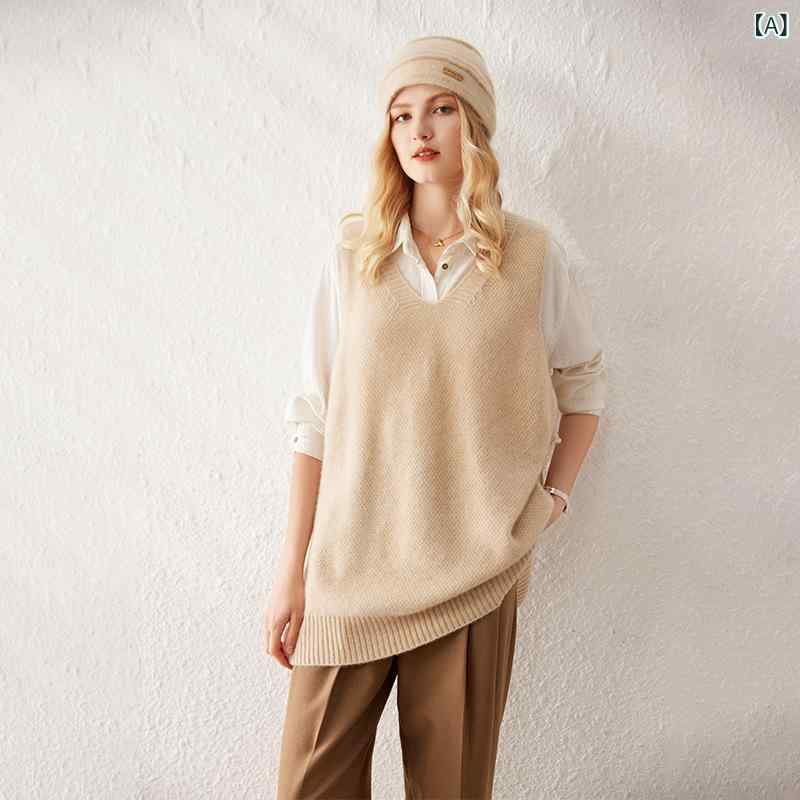 ベスト レディース 女性用 カシミヤ 純カシミヤ Vネック ニット ジレ チョッキ 秋冬 ゆったり リラックス ゆるふわ 大きいサイズ 厚手 肉厚 保温 暖かい 温かい ミドル丈 無地 上質 高級感 羽織り アウター 普段使い 通勤 オフィス｜Hanbok Home 13,487円