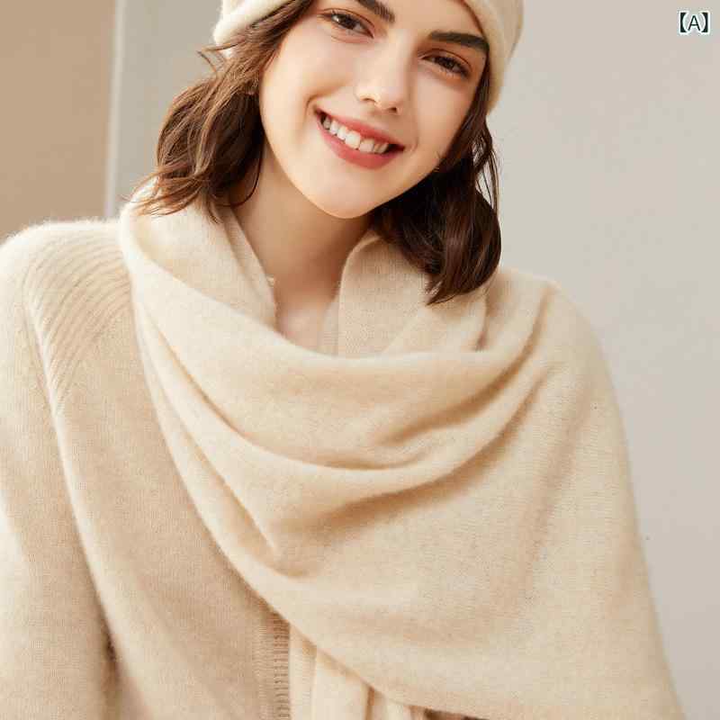 ストール レディース カシミヤ ニット マフラー ショール ネックウォーマー 2WAY ロング 大判 秋冬 柔らか 上品 高級感 防寒 通勤 普段使い