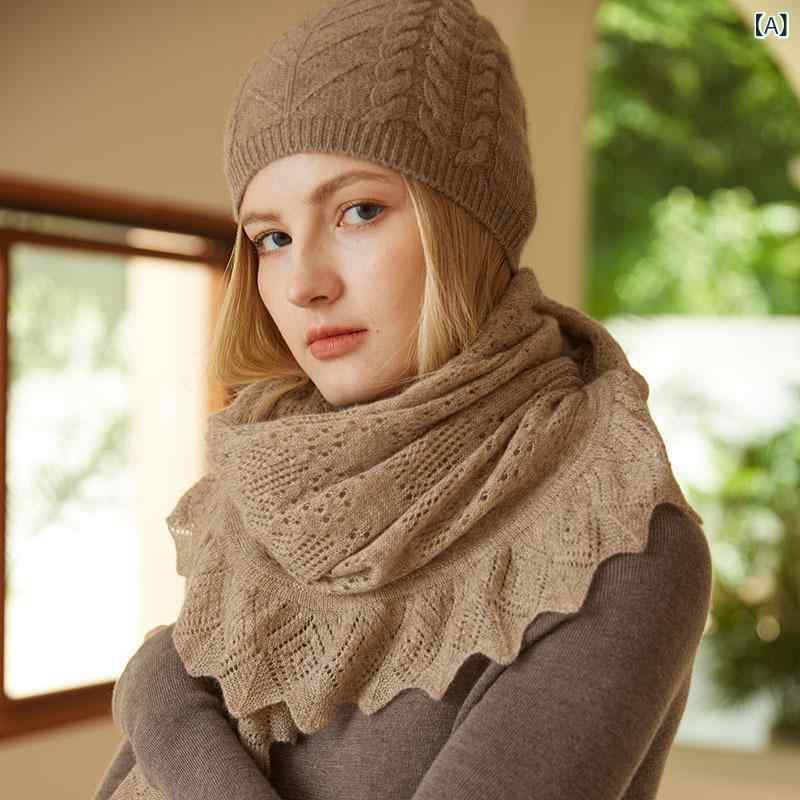 ニットショール レディース カシミヤ 透かし編み かぎ編み レース 大判 保温 ストール 羽織り 高級感 エレガント 肌触り|Hanbok Home