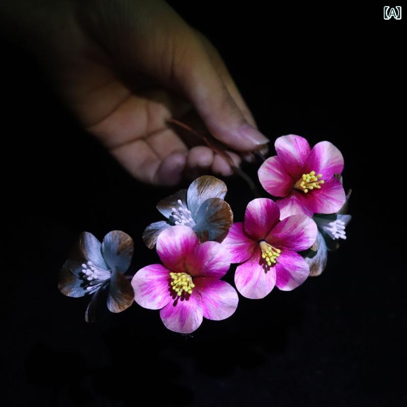 髪飾り ウェディング 花嫁 中華風 伝統衣装 宮廷風 レトロ クラシック シルク 絨花 花飾り 前撮り フォトウェディング