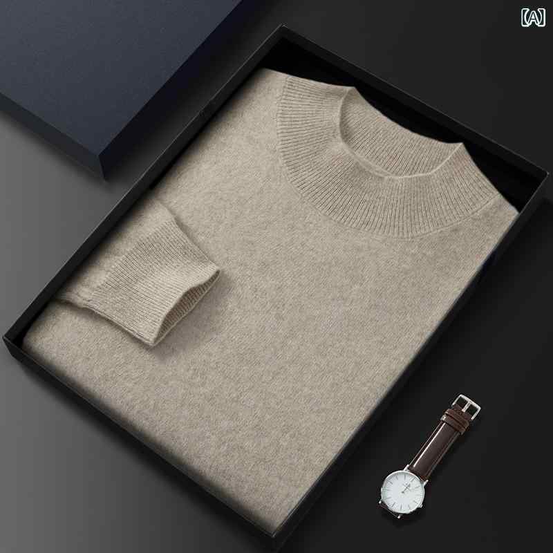 編み物 メンズ 秋冬 カシミール混 羊毛 モックネック スウェーター 肌付き ティーシャツ 商行為 心地好い 着回し 防寒
