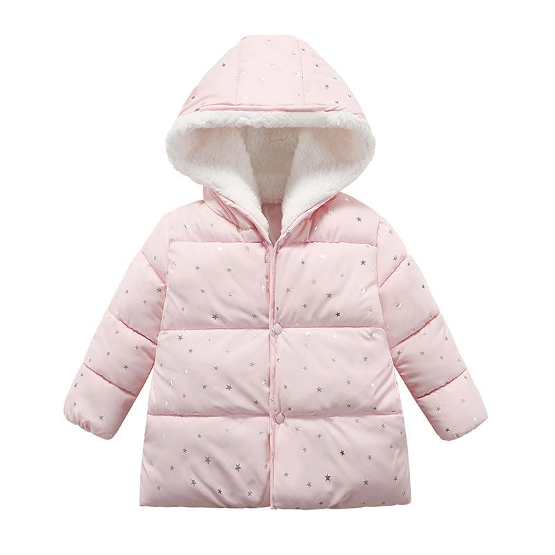 キッズ 女の子 中綿ジャケット 中綿コート フード付き 長袖 ポリエステル 防寒 アウター 無地 冬 通学 普段使い カジュアル ピンク グレー ネイビー