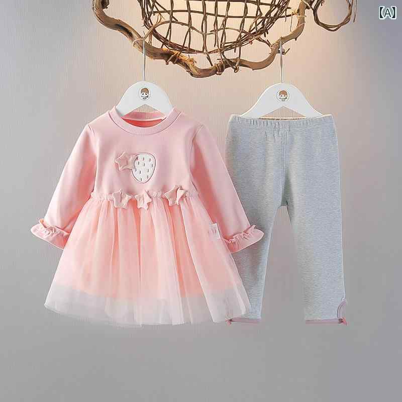 ワンピース 女の子 ベビー 幼児 1歳 2歳 3歳 プリンセスドレス チュールスカート 長袖 かわいい ふんわり 上品 2点セット 綿 春秋 お出かけ フォーマル 誕生日 ピンク イエロー