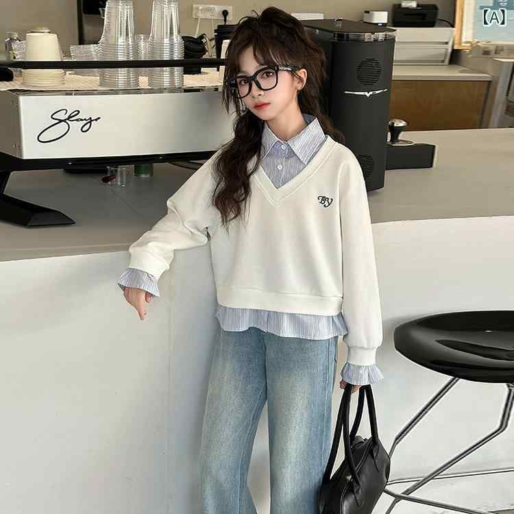 セットアップ 女の子 ジュニア 春秋 切り替え フェイクレイヤード スウェット トレーナー ワイドパンツ プリーツスカート スクール風 カジュアル ツーピース 通学 普段使い