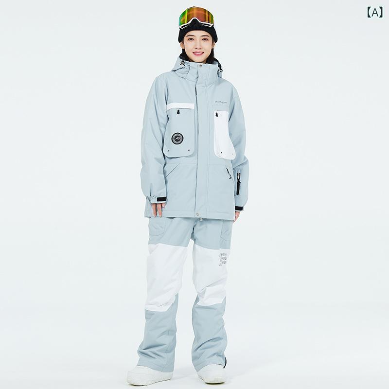 スキーウェア レディース メンズ 男女兼用 セットアップ 冬用 防寒着 防風 防水 保温 厚手 スノーボード スノボウェア アウトドア 透湿性 耐摩耗性