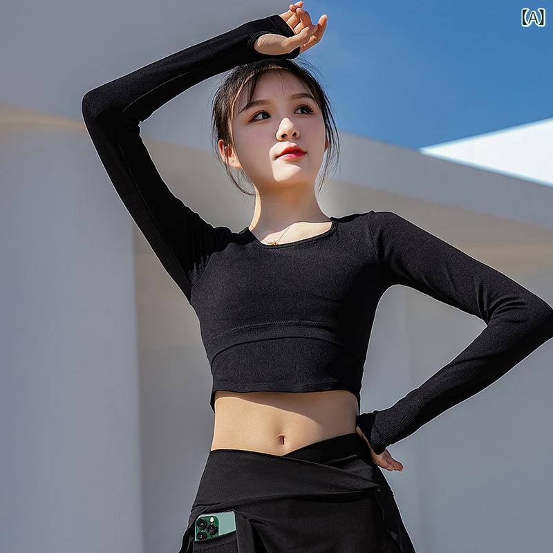 ヨガウェア レディース カップ付き Tシャツ ブラトップ一体型 長袖 トップス 超伸縮性 ストレッチ ナイロン スパンデックス混 無地 肌触り良い フィットネス ジム トレーニング スポーツ ランニング