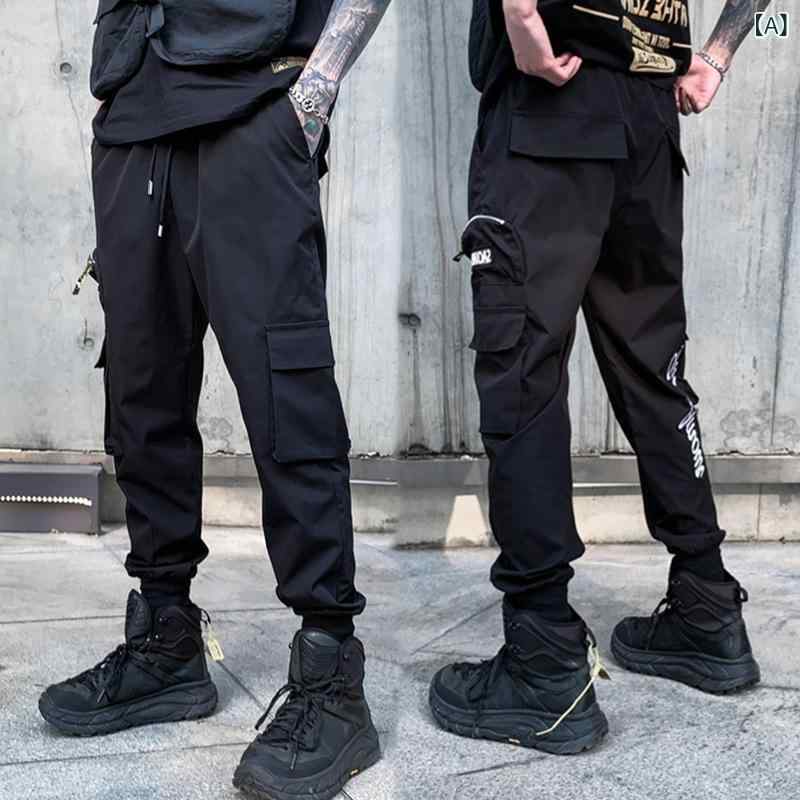 ロングパンツ メンズ 秋冬 ストリートカジュアル ゆったり ルーズシルエット カーゴジョガー 多ポケット 普段使い お出かけ 快適 テーパード ストレッチ ブラック 4,101円