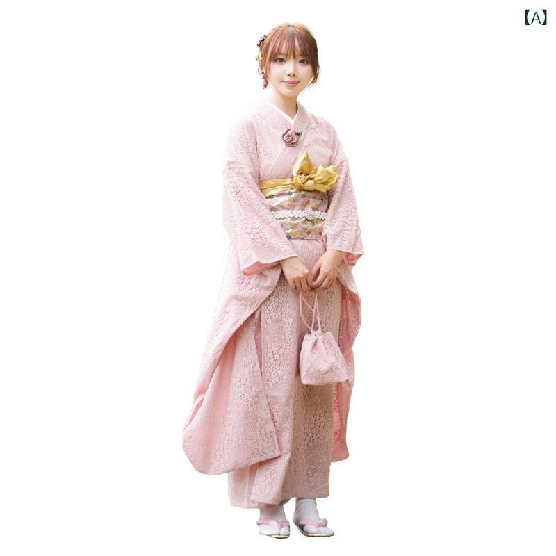和服 レディース 改良 大振袖 レース ピンク ダスティピンク 卒業式 礼装 舞台衣装 かわいい エレガント 和風 着物 春夏 ポリエステル