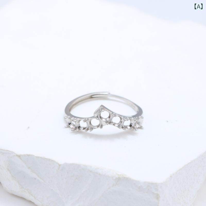 リング レディース 女性用 925スターリングシルバー アクセサリー 指輪台 空枠 オーバル 卵型 楕円 フリーサイズ 調節可能 シンプル おしゃれ 日韓ファッション 通勤 電気メッキ DIY ハンドメイドパーツ素材
