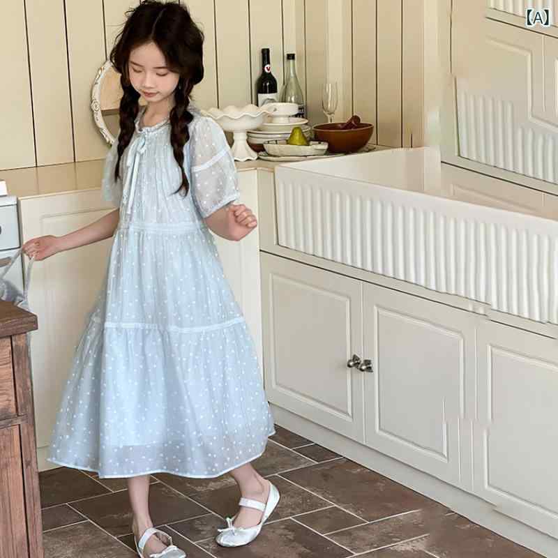 ワンピース 女の子 ジュニア キッズ 夏 半袖 韓国ファッション リゾート バカンス お出かけ カジュアル かわいい おしゃれ トレンド 上品 プリンセス テンセル混 コットンブレンド