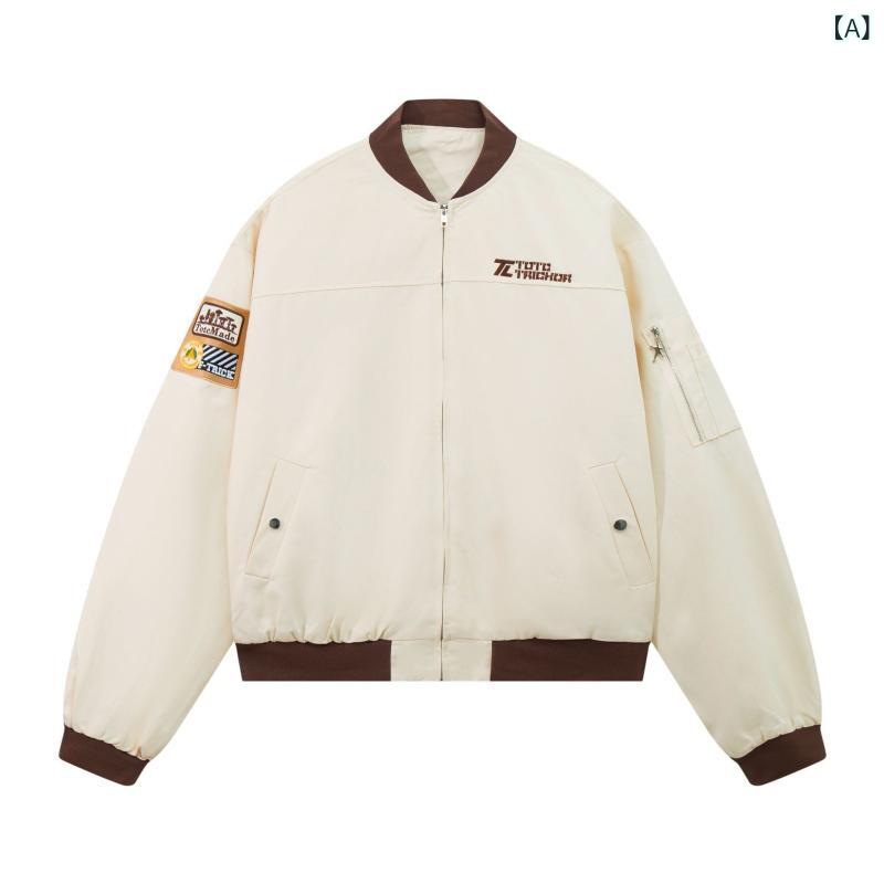 アウター メンズ スタジャン 中綿ジャケット 襟付き カラーブロック ロゴ刺繍入り オーバーサイズ シルエット 厚手 防寒性 暖かさ 通気性 動きやすい カジュアル 重ね着 冬 暖かい 防風