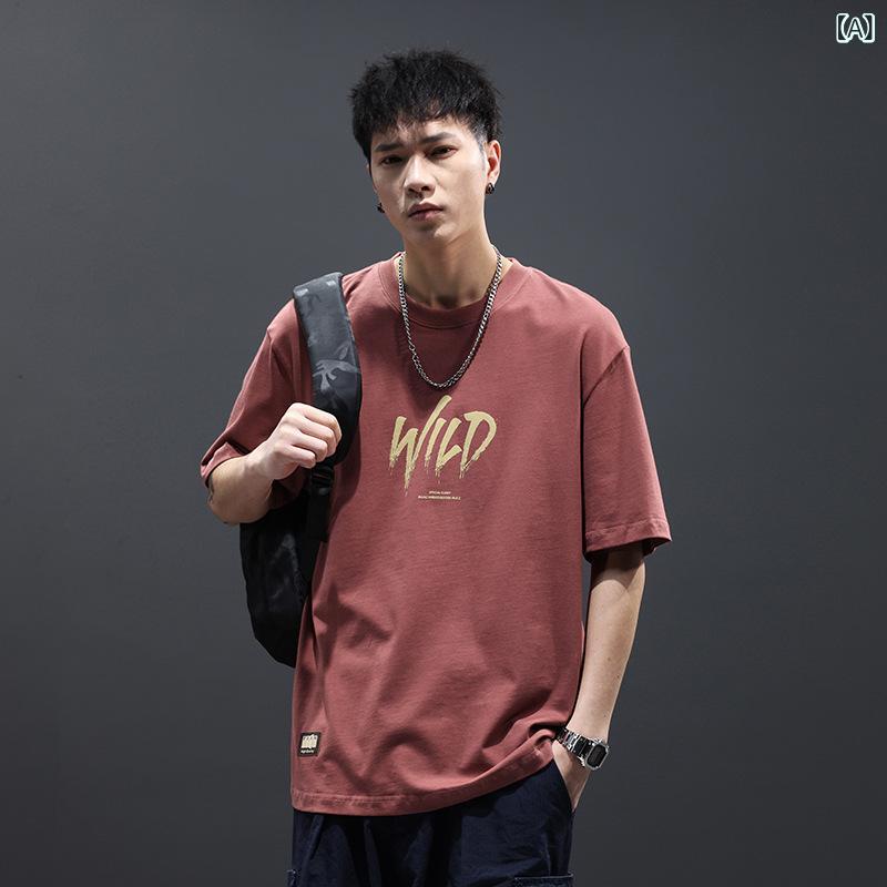 Tシャツ メンズ ヘビーウェイト 厚手 半袖 ゆったり ビッグシルエット クルーネック アメリカン アメカジ ストリートファッション 英字ロゴプリント 綿 吸湿速乾 春夏 普段使い