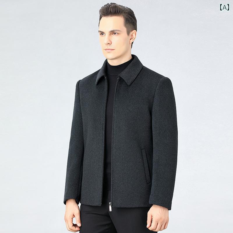 アウター メンズ 中年男性 秋冬 カシミヤ ウール ダブルフェイス ショート丈 テーラードジャケット 高級感 ドレープ感 厚手 スリムフィット 形態安定 防シワ ビジネス カジュアル フォーマル｜Hanbok Home