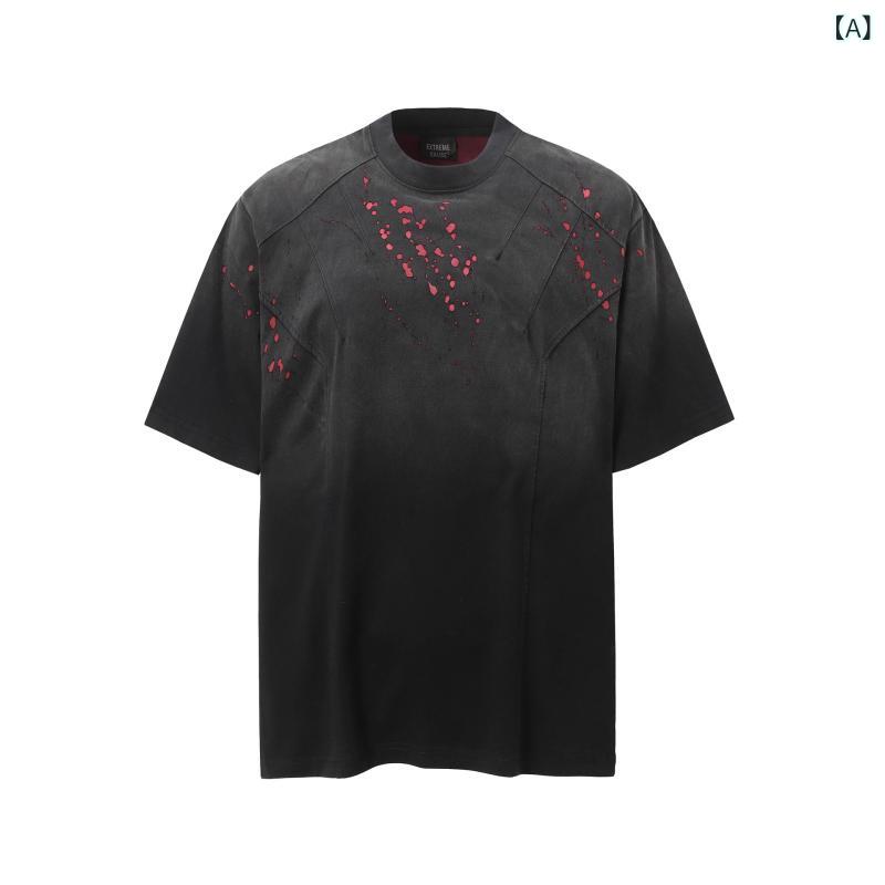 Tシャツ メンズ カジュアル シンプル ベーシック ウォッシュ加工 ユーズド加工 古着風 レタープリント オーバーサイズ ゆったり クルーネック 半袖 コットン 薄手 春夏 普段使い デイリーユース