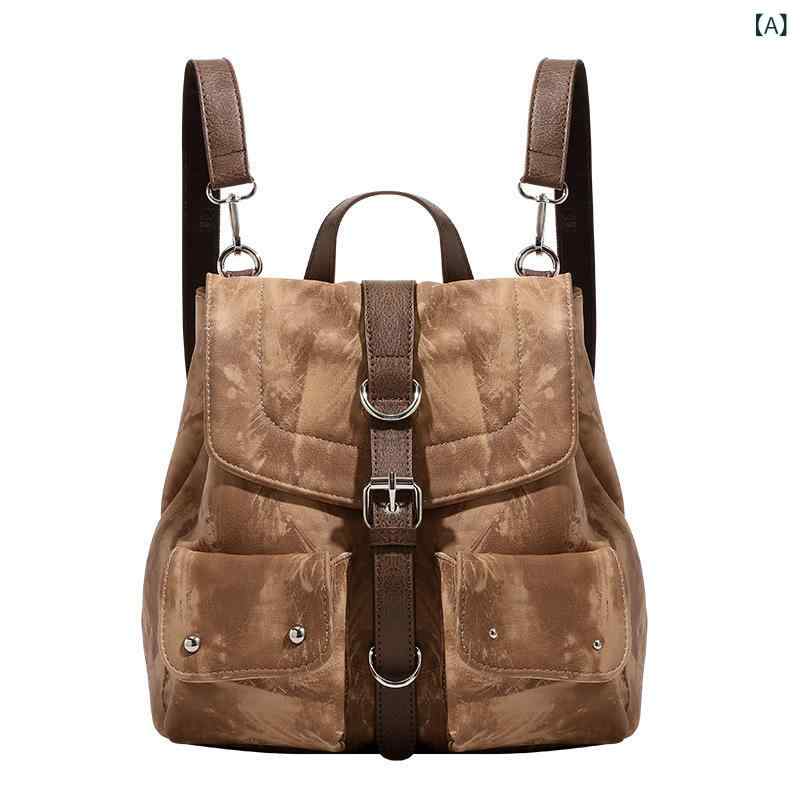 リュック バックパック レディース 女性用 春夏 ヴィンテージ フラップ式 ロック金具付き 多機能 3WAY PUレザー 防水 軽量 やわらかめ ストリート カジュアル 普段使い 通勤 通学 マザーズバッグ 大容量 ファスナーポケット ライトブラウン