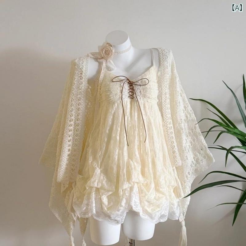 ワンピース セットアップ レディース レース コクーン ショート丈 ノースリーブ 細見え ショール 2WAY 羽織り エレガント 春夏 通勤 カジュアル ポリエステル