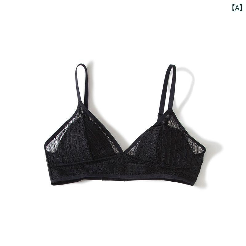 ブラジャー レディース シルク レース ノンワイヤー フレンチスタイル トライアングルカップ 薄手モールド ボリュームダウン 大胸を小さく見せる 着やせ セクシー 快適 ストレスフリー 高級感 春夏 デイリーユース シンプル ブラック パープル系 シャン