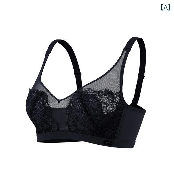 ブラジャー レディース 春夏 超薄型 ノンワイヤー 3/4カップ 通気性 谷間メイク 寄せ上げ 上向きバスト 小さく見せる 補正 脇高 サイドすっきり 超薄モールド レース 下着 女性用