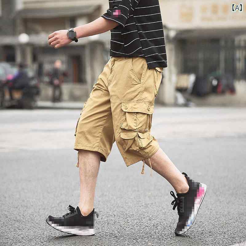 ハーフパンツ メンズ カーゴパンツ ワークスタイル 欧米風 ゆったり ルーズフィット 大きいサイズ 多ポケット アウトドア カジュアル 綿 夏 ミドルウエスト
