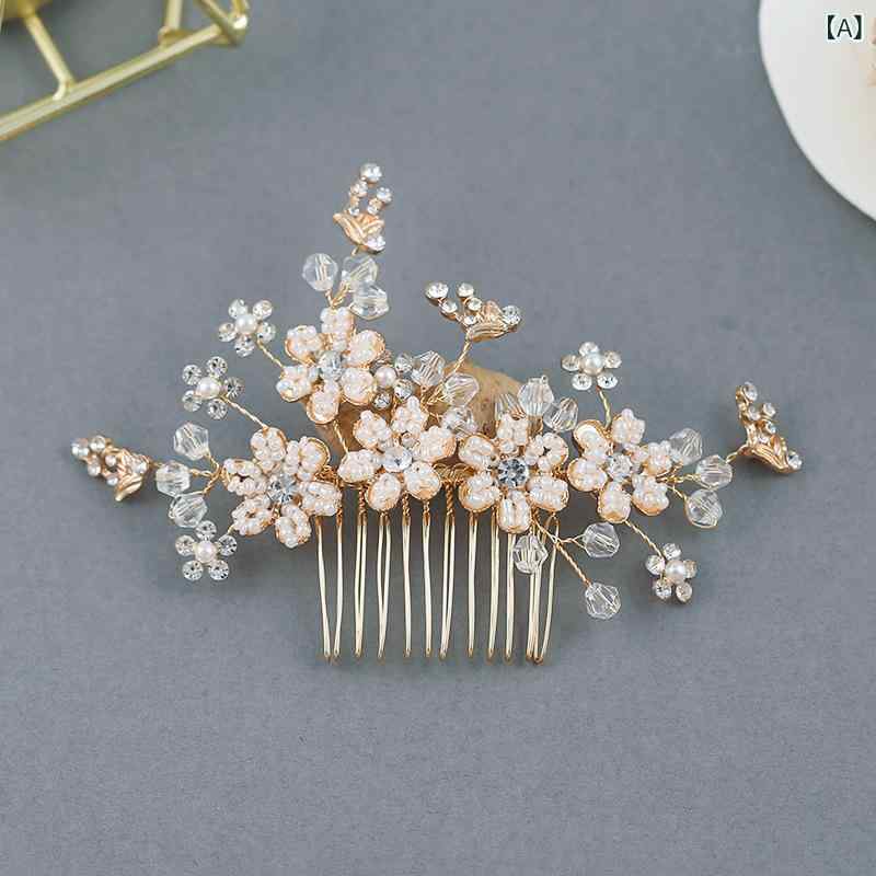 ヘアアクセサリー レディース 女性用 韓国風 ヨーロピアン エレガント 上品 ブライダル 花嫁 結婚式 ウェディング パーティー フォーマル クリスタル メタル パール ラインストーン フラワー ヘアコーム まとめ髪 アップスタイル ヘッドドレス 合金 4,453円