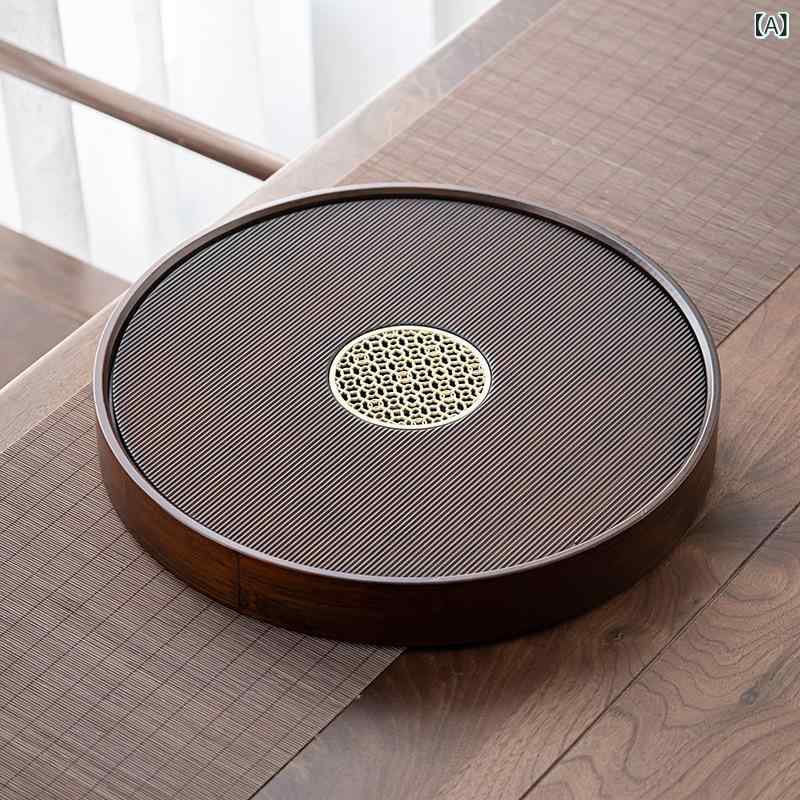 茶盤 紅茶一皿 竹製 ウォール中毒者色 赤銅色系 濃赤銅色 円型 貯水式 パウダーコンパクト 小型 身寄り用 住み家用 分かりやすい 今めかしい 和今めかしい 普段使い走り 功夫茶器 お茶道具 紅茶一覧表