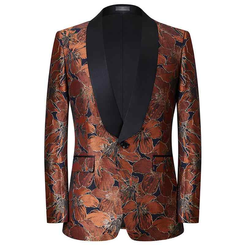 ジャケット メンズ ショールカラー 高級感 刺・墸 ジャカード 中国風 スリムフィット 細身 フォーマル 礼服 舞台衣装 パーティー 結婚式 ホスト 司会者 カジュアル ポリエステル混紡