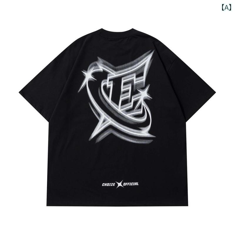 Tシャツ メンズ 半袖 レタリングプリント オーバーサイズ ビッグシルエット ゆったり クルーネック アメカジ ストリート カジュアル 普段使い コットン 綿100% 春夏 黒 白