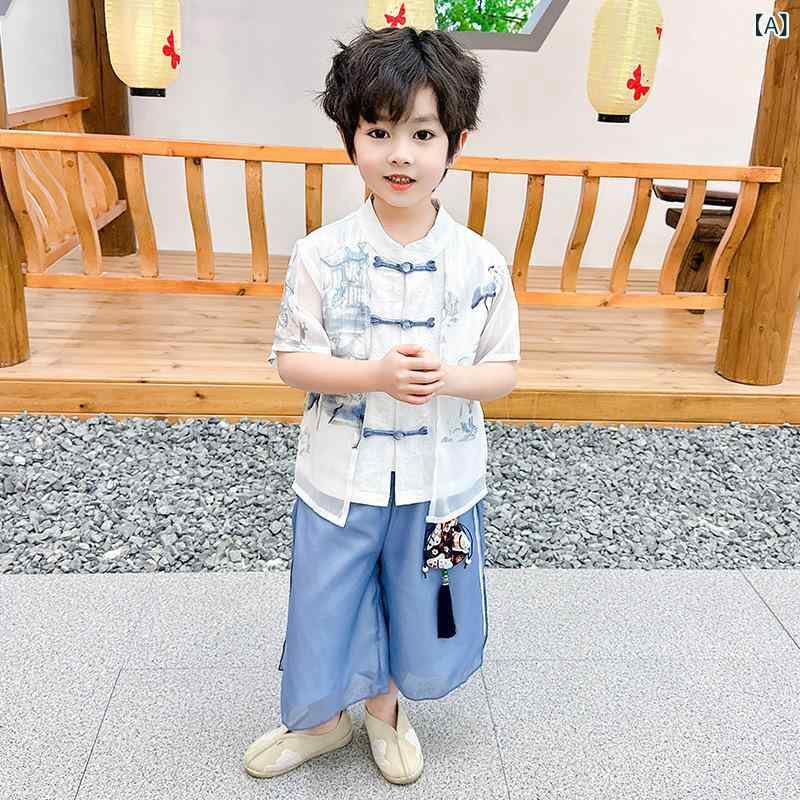 民族衣装 キッズ 子供用 男女兼用 漢服 唐装 古装 中華レトロ風 薄手 軽量 通気性 優雅 ステージ衣装 発表会 演劇 イベント コスチューム 春夏 夏祭り ポリエステル