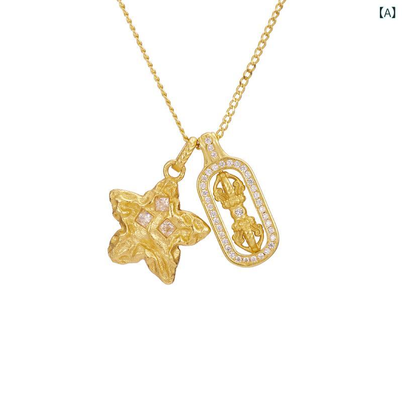 ネックレス レディース 925スターリングシルバー 金剛杵 スターモチーフ ペンダント 鎖骨丈 ショート 上品 繊細 重ね付け風 ファッション オフィス カジュアル 春夏