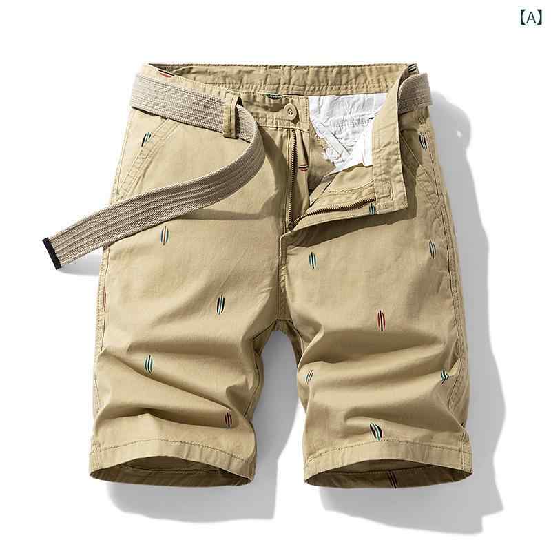 ショートパンツ メンズ 男性用 春夏 ゆったり ルーズフィット ワーク カーゴ 刺繍デザイン トレンドファッション 綿 コットン ストレッチ カジュアル ストリート 普段使い