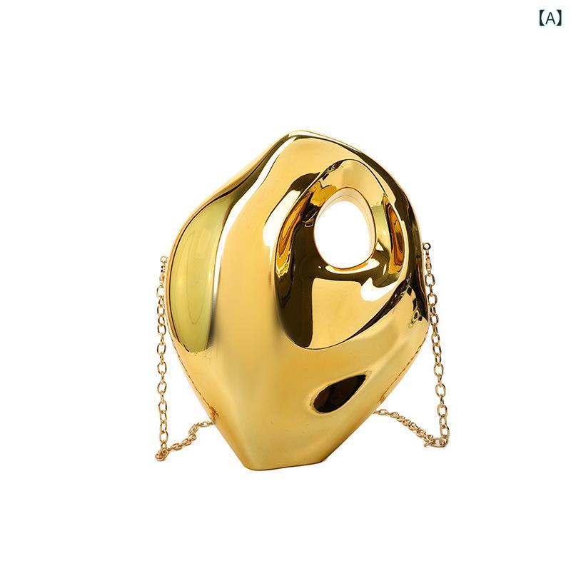 バッグ レディース アクリル ボックス型 ミニ ハンドバッグ ゴールド シルバー メタリック 高級感 欧米レトロ フォーマル パーティー 結婚式 披露宴 二次会 お呼ばれ チェーンストラップ ショルダーバッグ マグネット開閉 ファスナーポケット付き