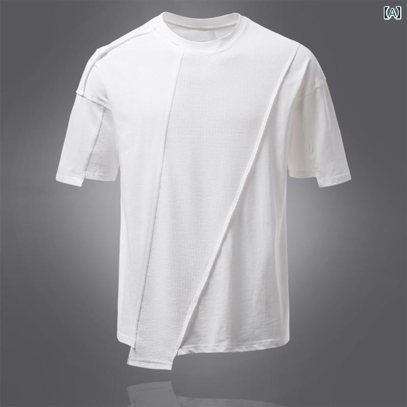 Tシャツ メンズ 男性用 丸首 クルーネック 半袖 ドロップショルダー ゆったり ルーズフィット ビッグシルエット 麻 リネン ストレッチ 伸縮性 薄手 接触冷感 無地 抗菌加工 ストリートカジュアル 普段使い デイリー 夏 サマー