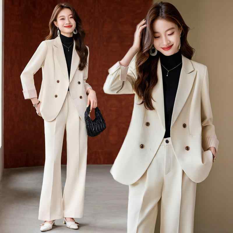 スーツ レディース 秋冬 セットアップ テーラードジャケット パンツ 上品 高級感 オフィス ビジネス 通勤 事務服 フォーマル ゆったり オーバーサイズ ポリエステル オフホワイト ピンク 黒