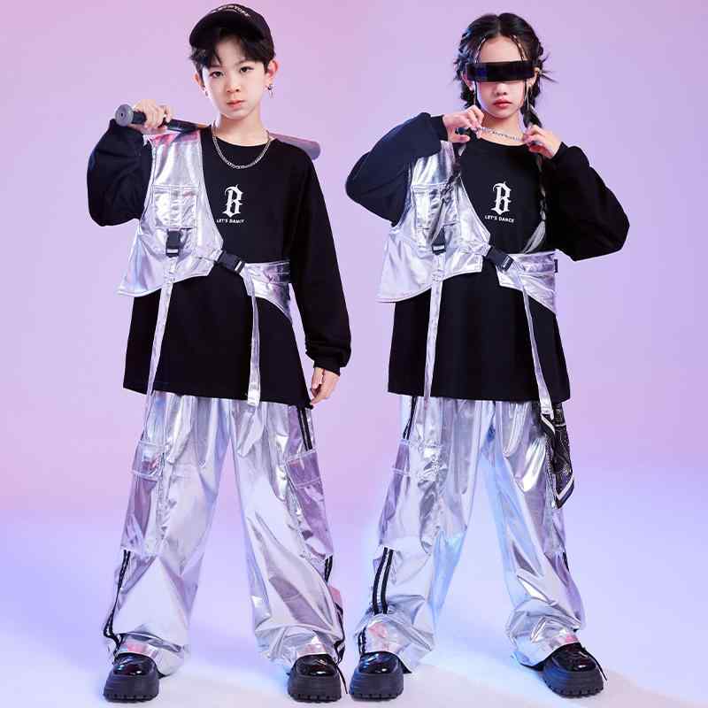 ダンス衣装 キッズ 男の子 女の子 ストリート ヒップホップ ジャズ ベスト セットアップ 綿素材 発表会 舞台 イベント パフォーマンス 春夏