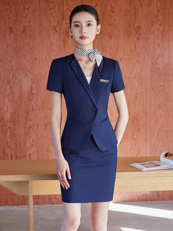 セットアップ レディース 半袖 スーツ ジャケット 薄手 軽量 春夏 ビジネス オフィス 通勤 お仕事 制服 ユニフォーム 受付 接客 上品 エレガント 高級感