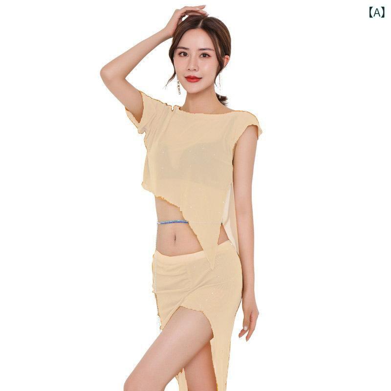 ベリーダンス レディース 練習着 セットアップ 秋冬 初心者 メッシュ 通気性 セクシー ポリエステル スパンデックス ダンスウェア トレーニングウェア