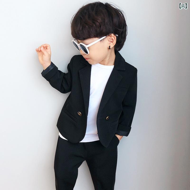 スーツ 男の子 ベビー 秋 韓国風 イギリス風 おしゃれ かっこいい セットアップ ジャケット フラワーボーイ 発表会 結婚式 七五三 お呼ばれ フォーマル 礼服 ダブルボタン ポリエステル混紡