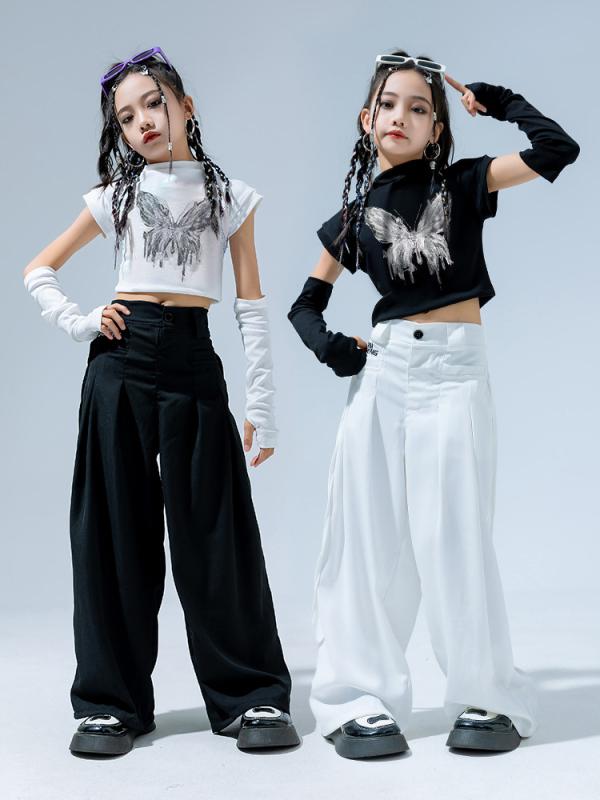 ダンス衣装 キッズ 女の子 ストリート ジャズ ヒップホップ 発表会 パフォーマンス 練習着 クロップド丈 セットアップ 綿素材
