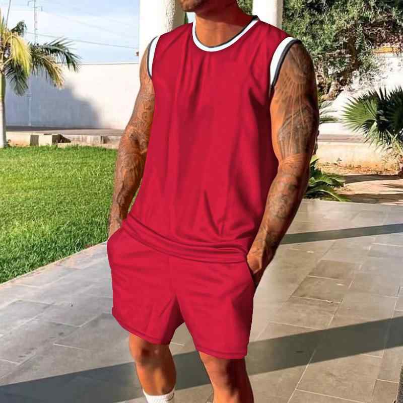 セットアップ メンズ ノースリーブTシャツ タンクトップ ショートパンツ ハーフパンツ 夏 2点セット スポーツ カジュアル 通気性 接触冷感 吸汗速乾 薄手 軽量 ストレッチ ポリエステル ルームウェア トレーニング ランニング フィットネス アウトド