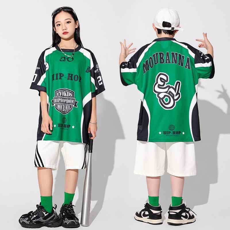 ダンスウェア キッズ 男女兼用 韓国風 ルーズフィット ヒップホップ ストリートダンス 速乾 トップス ショートパンツ セットアップ 綿素材 発表会 練習着 舞台衣装 夏 かっこいい