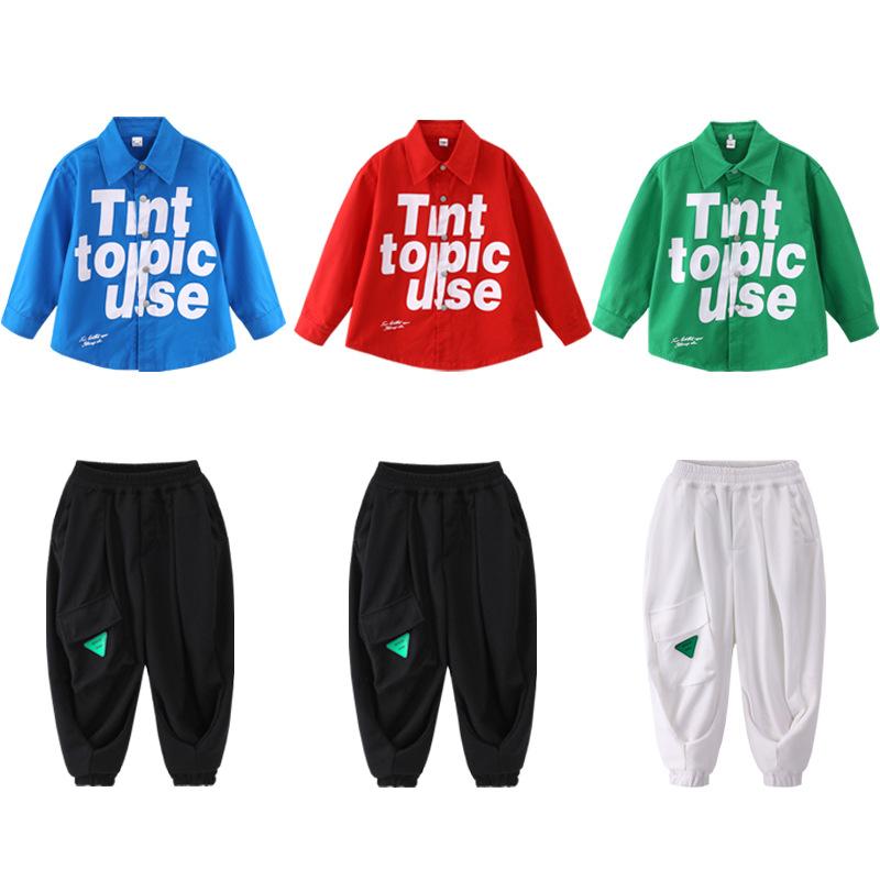 キッズ 男の子 ストリートダンス ヒップホップ セットアップ ジャケット パンツ 発表会 練習着 レッスン着 舞台衣装 イベント カジュアル ルーズフィット コットン 秋冬